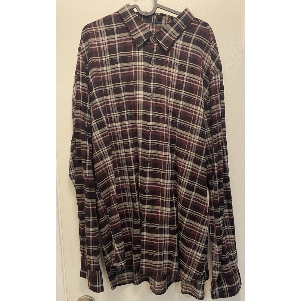 John Varvatos Plaid Checkered Long Sleeve Shirt Men's XXL Big And Tall